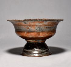 Vintage Copper Bowl Stand With Tin Plate