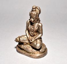 Vintage Lord Hanuman Figure Sitting With Silver work
