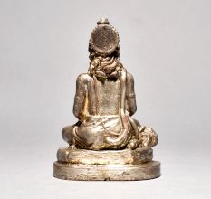 Vintage Lord Hanuman Figure Sitting With Silver work