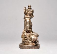 Vintage Lord Hanuman Figure Sitting With Silver work