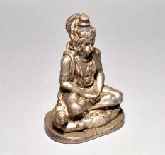 Vintage Lord Hanuman Figure Sitting With Silver work