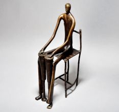 English Art Work Boy Sitting On Chair Of Brass