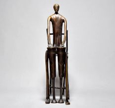 English Art Work Boy Sitting On Chair Of Brass