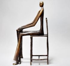 English Art Work Boy Sitting On Chair Of Brass