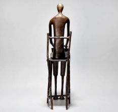 English Art Work Boy Sitting On Chair Of Brass