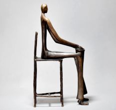 English Art Work Boy Sitting On Chair Of Brass