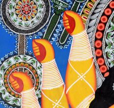 Kalighat Pattachitra Painting Cloth Artwork of Goddess Durga for Wall Decor