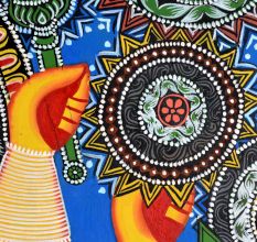 Kalighat Pattachitra Painting Cloth Artwork of Goddess Durga for Wall Decor