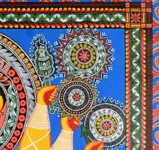 Kalighat Pattachitra Painting Cloth Artwork of Goddess Durga for Wall Decor