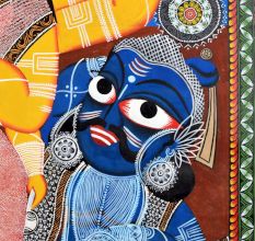 Kalighat Pattachitra Painting Cloth Artwork of Goddess Durga for Wall Decor