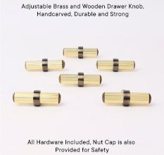 Adjustable Golden Brass and Wooden Tube Drawer Knob