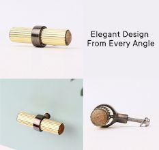 Adjustable Golden Brass and Wooden Tube Drawer Knob