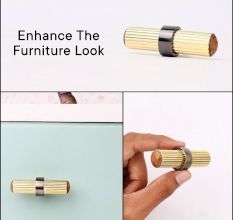Adjustable Golden Brass and Wooden Tube Drawer Knob