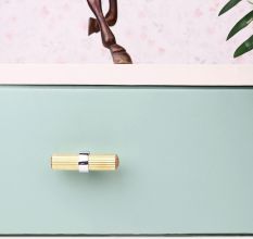 Adjustable Golden Brass and Wooden Tube Drawer Knob