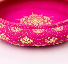 Handcrafted Pink Terracotta Urli with Golden Motifs