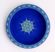 Handcrafted Blue Terracotta Urli with Golden Motifs
