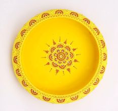 Handcrafted Yellow Terracotta Urli with Golden Motifs
