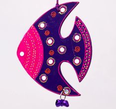 Handmade Wooden Fish Wall Hanging for Home Decor - Pink, Sky Blue, Navy Blue, Purple