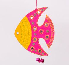 Handmade Wooden Fish Wall Hanging for Home Decor - Pink, Sky Blue, Navy Blue, Purple
