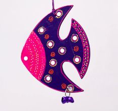 Handmade Wooden Fish Wall Hanging for Home Decor - Pink, Sky Blue, Navy Blue, Purple
