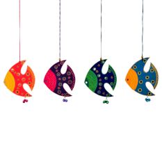 Handmade Wooden Fish Wall Hanging for Home Decor - Pink, Sky Blue, Navy Blue, Purple