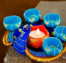 Handmade Washable Terracotta Peacock Diya for Festive Home Decor