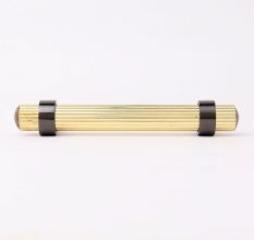 Adjustable Golden Brass and Wooden Tube Cabinet Handle (5 Inches)