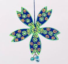 Handmade Wooden Flower Wall Hanging for Home Decor - Green, Black, Red, Blue