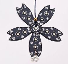 Handmade Wooden Flower Wall Hanging for Home Decor - Green, Black, Red, Blue
