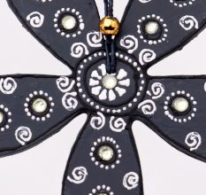 Handmade Wooden Flower Wall Hanging for Home Decor - Green, Black, Red, Blue