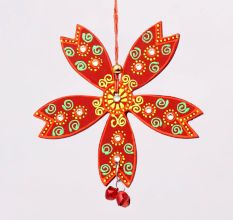 Handmade Wooden Flower Wall Hanging for Home Decor - Green, Black, Red, Blue