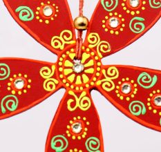 Handmade Wooden Flower Wall Hanging for Home Decor - Green, Black, Red, Blue