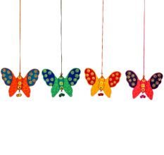 Handmade Wooden Butterfly Wall Hanging - Yellow-Red, Orange-Blue, Pink-Purple, Green-Blue