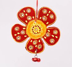 Handmade Wooden Flower Wall Hanging - Red-Yellow, Green-Pink, Blue-Green, Sky Blue-Orange
