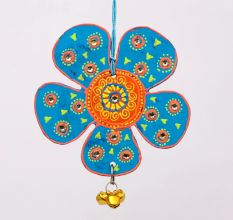 Handmade Wooden Flower Wall Hanging - Red-Yellow, Green-Pink, Blue-Green, Sky Blue-Orange