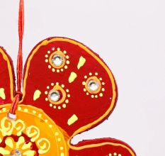Handmade Wooden Flower Wall Hanging - Red-Yellow, Green-Pink, Blue-Green, Sky Blue-Orange