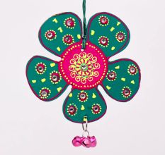 Handmade Wooden Flower Wall Hanging - Red-Yellow, Green-Pink, Blue-Green, Sky Blue-Orange