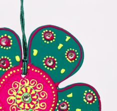 Handmade Wooden Flower Wall Hanging - Red-Yellow, Green-Pink, Blue-Green, Sky Blue-Orange