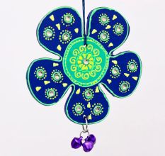 Handmade Wooden Flower Wall Hanging - Red-Yellow, Green-Pink, Blue-Green, Sky Blue-Orange