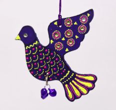 Handmade Wooden Dove Wall Hanging for Home Decor - Purple, Green, Red, and Blue