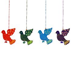 Handmade Wooden Dove Wall Hanging for Home Decor - Purple, Green, Red, and Blue