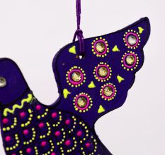 Handmade Wooden Dove Wall Hanging for Home Decor - Purple, Green, Red, and Blue