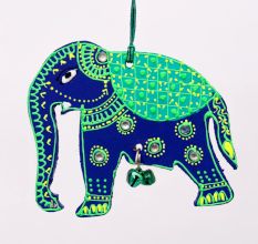Handmade Wooden Elephant Wall Hanging - Blue-Green, Red-Yellow, Sky Blue-Orange, Pink-Green
