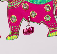 Handmade Wooden Elephant Wall Hanging - Blue-Green, Red-Yellow, Sky Blue-Orange, Pink-Green