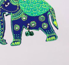 Handmade Wooden Elephant Wall Hanging - Blue-Green, Red-Yellow, Sky Blue-Orange, Pink-Green