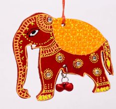 Handmade Wooden Elephant Wall Hanging - Blue-Green, Red-Yellow, Sky Blue-Orange, Pink-Green