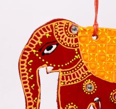 Handmade Wooden Elephant Wall Hanging - Blue-Green, Red-Yellow, Sky Blue-Orange, Pink-Green