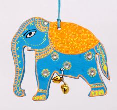 Handmade Wooden Elephant Wall Hanging - Blue-Green, Red-Yellow, Sky Blue-Orange, Pink-Green