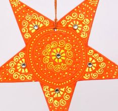 Handmade Wooden Star Wall Hanging for Home Decor - Orange, Black, Blue, Pink