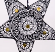 Handmade Wooden Star Wall Hanging for Home Decor - Orange, Black, Blue, Pink